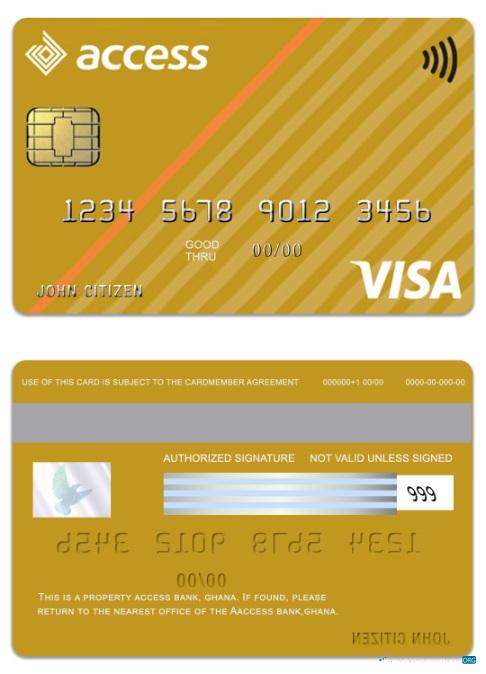 Download Ghana Access Bank visa gold card Photoshop template
